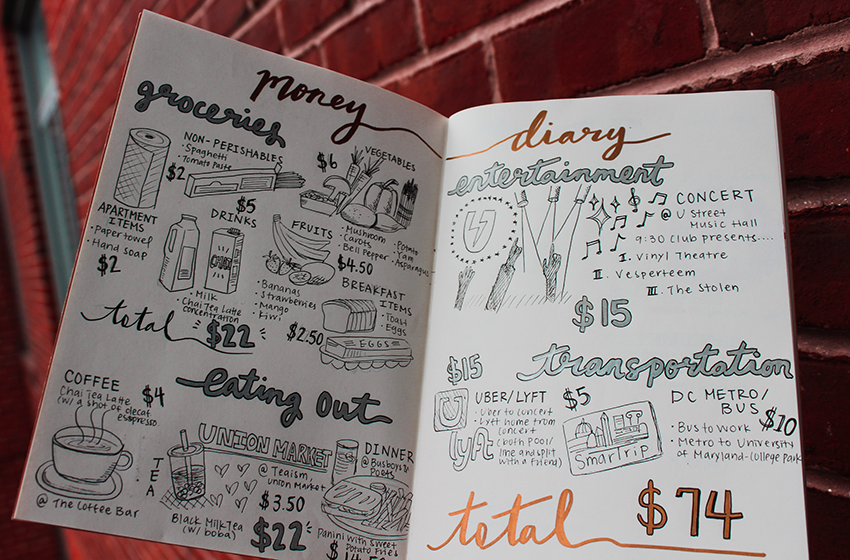 How much do Washington DC interns spend in a week? Lin plans her budget for the week.
