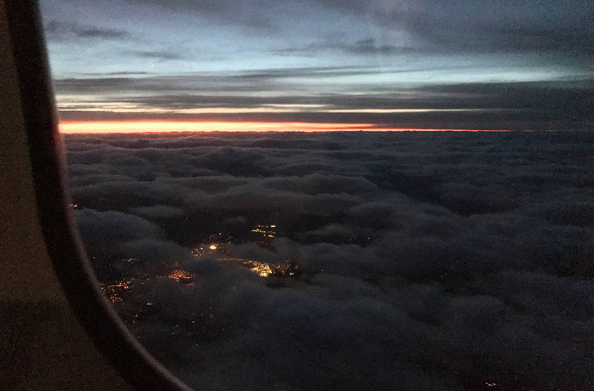 Benefits of a nighttime flight? Best view of the sunset. TWC interns flying home
