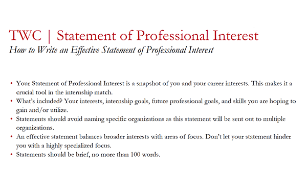 statement of professional interest the washington center professional interests
